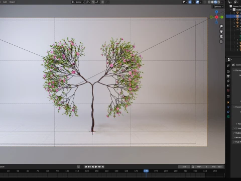 Growing Tree shaped as human lungs animation 3D Model