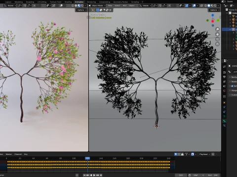 Growing Tree shaped as human lungs animation 3D Model