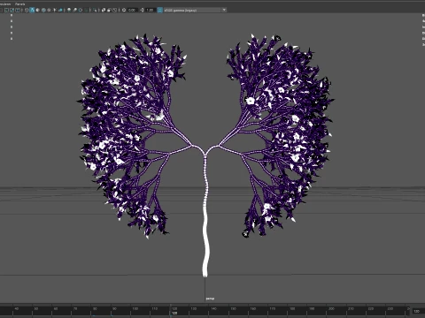 Growing Tree shaped as human lungs animation 3D Model