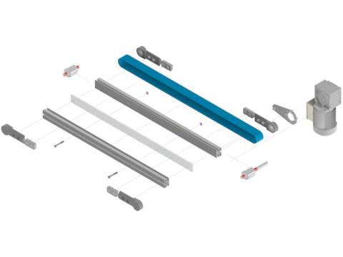 F&ouml;rderband mit Gummimatte 3D Modell