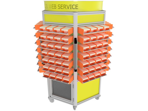 Mobile trolley for small parts with plastic containers 3D 模型