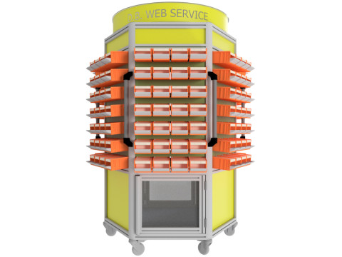 Mobile trolley for small parts with plastic containers 3D 模型