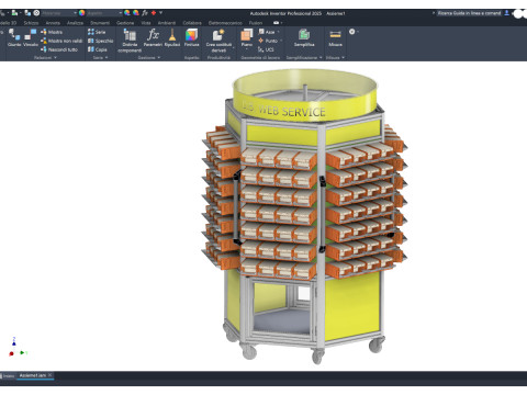 Mobile trolley for small parts with plastic containers 3D 模型