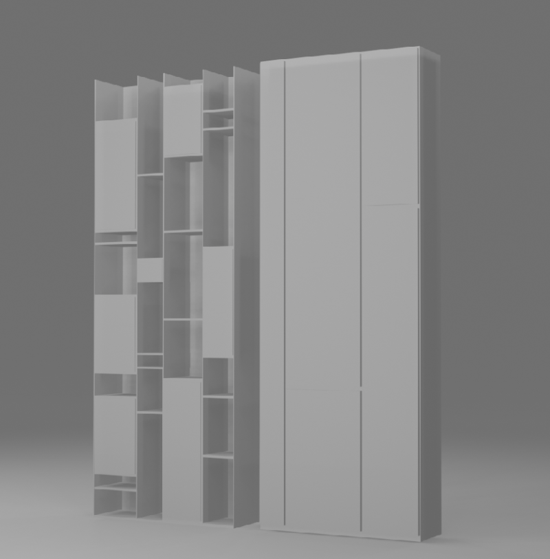 Bookcase Random MDF Italia 3 types 3D Model .c4d .max .obj .3ds .fbx .stl .blend 