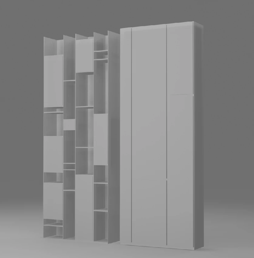 Bookcase Random MDF Italia 3 types 3D Model .c4d .max .obj .3ds .fbx .stl .blend