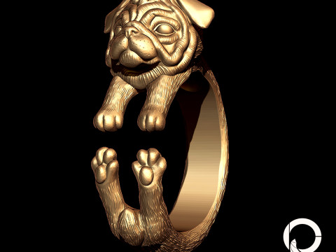 Anillo Pug 3D Принт Модель