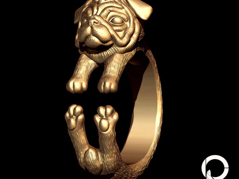 Anillo Pug Modelo de impresión 3D
