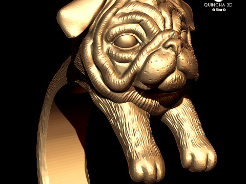 Anillo Pug Modello di stampa 3D