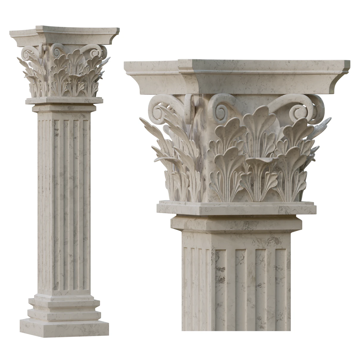 Corinthian Column 3D Model .c4d .max .obj .3ds .fbx .stl .blend 