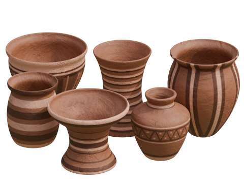 Conjunto de cerámica de arcilla Modelo 3D