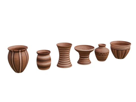 Clay Pottery Set 3D Model