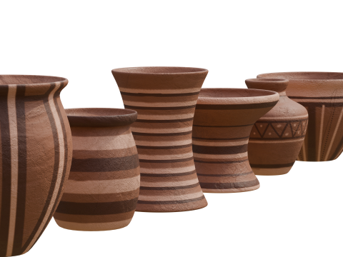 Clay Pottery Set 3D Model