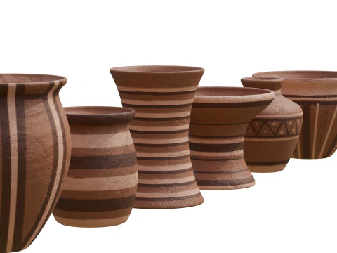 Clay Pottery Set 3D Model