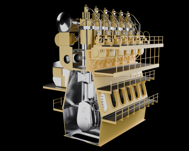 Marine engine 3D Модель .c4d .max .obj .3ds .fbx .stl .blend 
