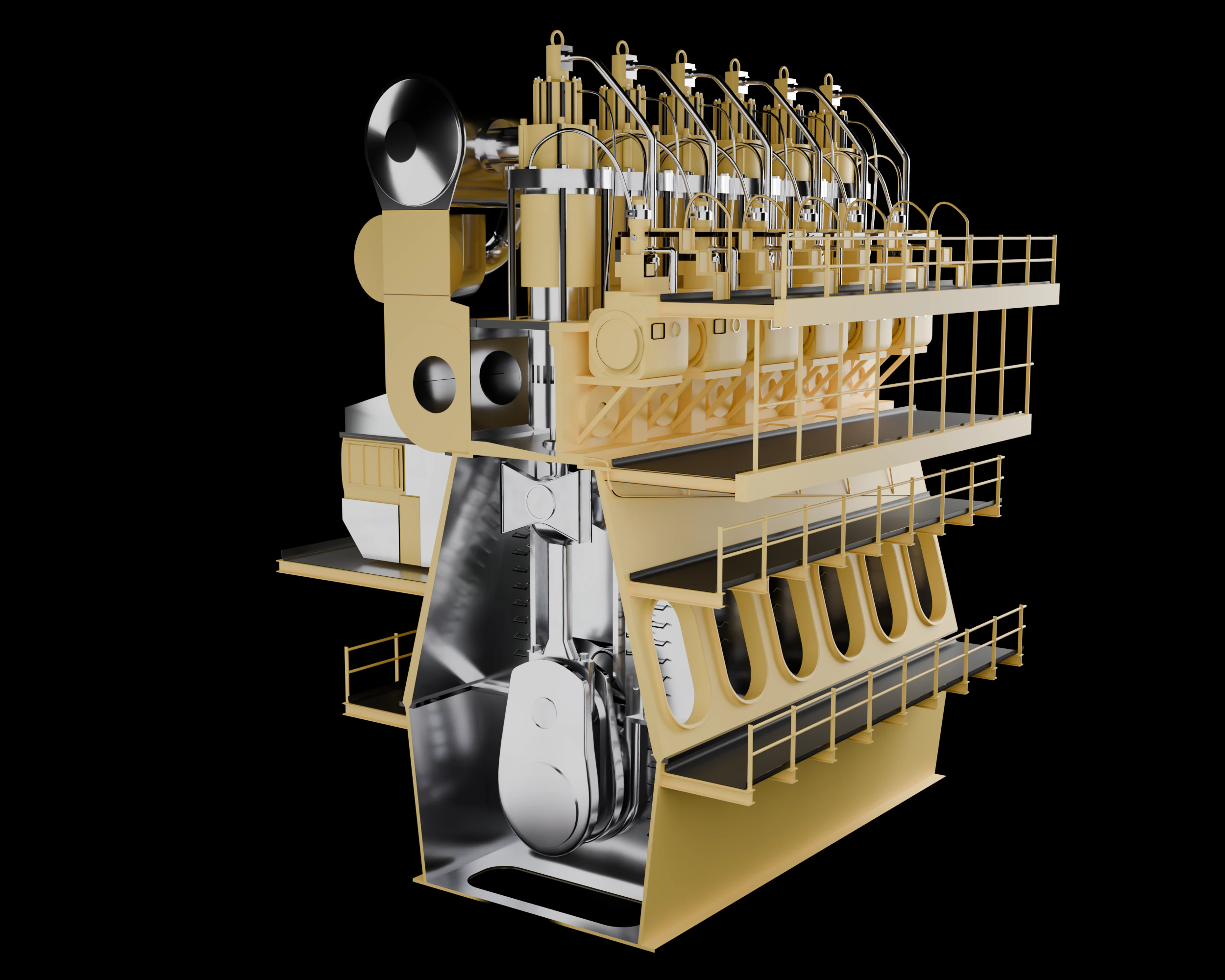Marine engine 3D Model .c4d .max .obj .3ds .fbx .stl .blend 