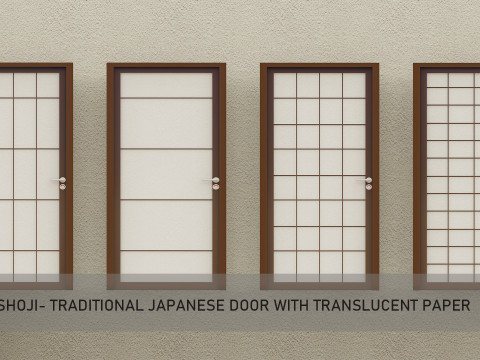 Shoji- Traditional Japanese door with translucent paper 3D Модель