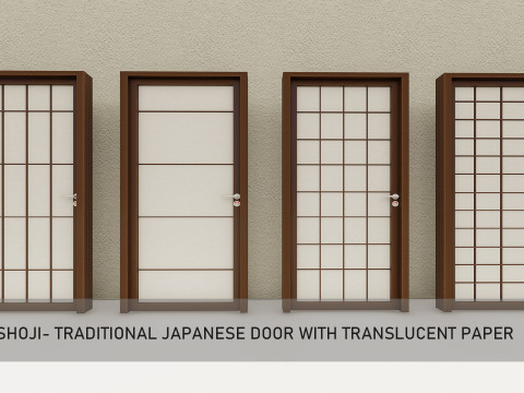 Shoji- Traditional Japanese door with translucent paper Modelo 3D