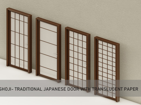 Shoji- Traditional Japanese door with translucent paper Modelo 3D