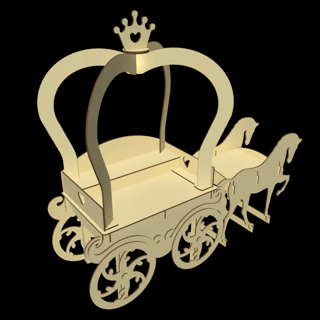 Wedding Sweets Carriage 3D Model .c4d .max .obj .3ds .fbx .stl .blend 