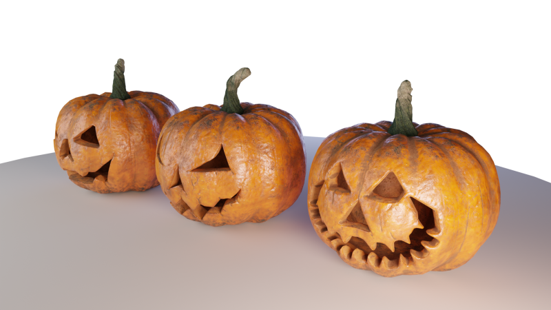 Pumpkins set 3D Model .c4d .max .obj .3ds .fbx .stl .blend 