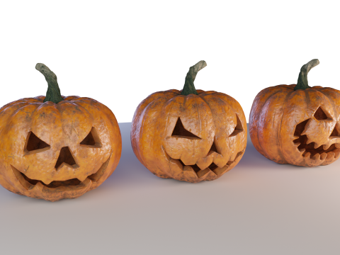 Pumpkins set 3D Model