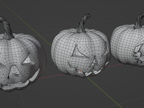 Pumpkins set 3D Model