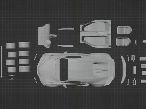 Bugatti Chiron Pur Sport 3D Print Model