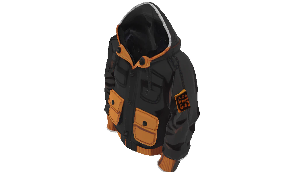 WINTER COAT black and orange 3D Model .c4d .max .obj .3ds .fbx .stl .blend 