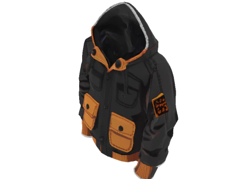 WINTER COAT 블랙과 오렌지 3D 모델