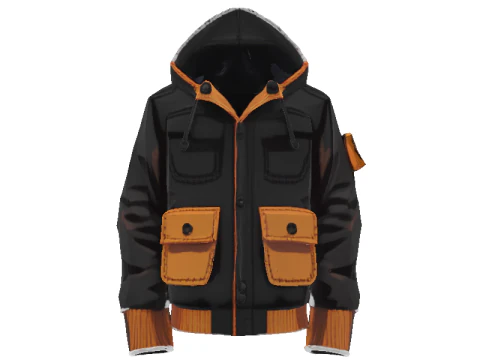 WINTER COAT black and orange 3D Model