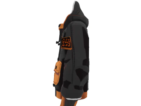 WINTER COAT black and orange 3D Model