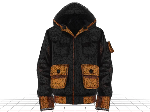 WINTER COAT black and orange 3D Model