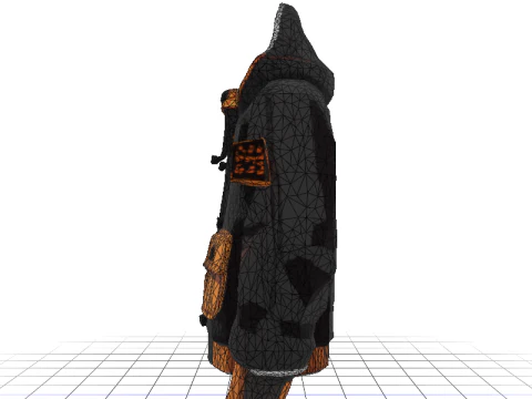 WINTER COAT black and orange 3D Model