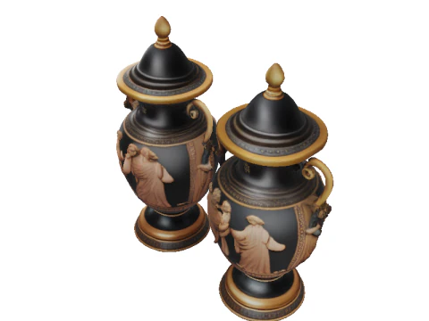 Hyperrealistische schwarzfigurige Amphore 3D Modell