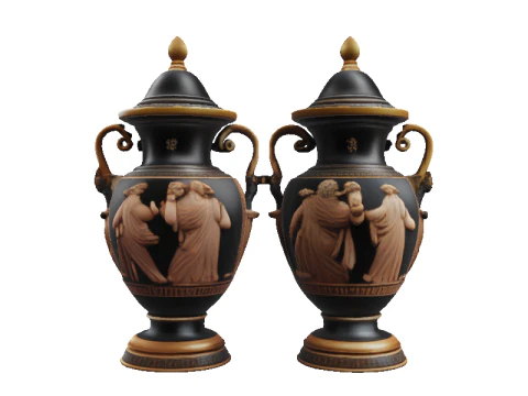 Hyperrealistische schwarzfigurige Amphore 3D Modell