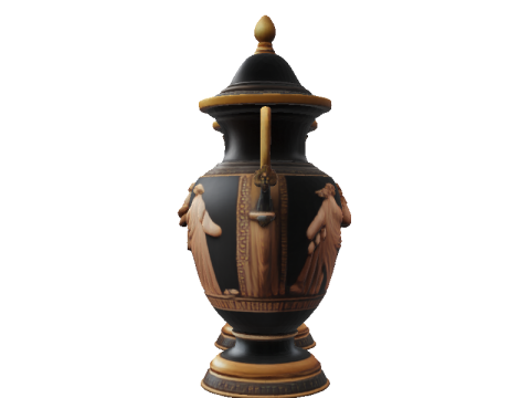 Hyperrealistic Black-Figure Amphora 3D Model
