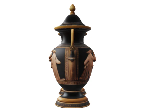 Hyperrealistische schwarzfigurige Amphore 3D Modell