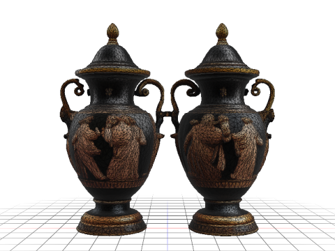 Hyperrealistic Black-Figure Amphora 3D Model