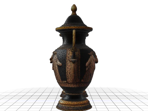 Hyperrealistische schwarzfigurige Amphore 3D Modell