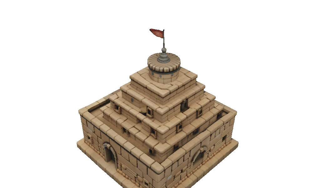 Brick Ziggurat 3D Model .c4d .max .obj .3ds .fbx .stl .blend
