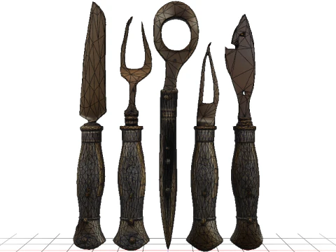 Babylonian Bronze Tool Set 3D Model