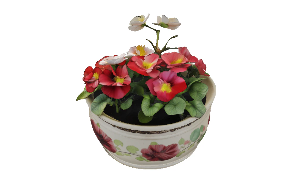 Blooming Geranium Ceramic Planter 3D Model .c4d .max .obj .3ds .fbx .stl .blend 