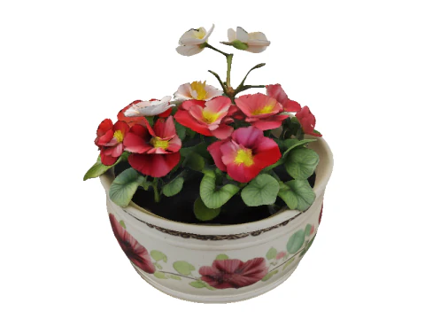 Blooming Geranium Ceramic Planter 3D Model