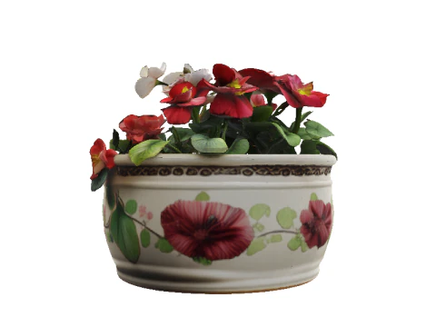 Blooming Geranium Ceramic Planter 3D Model