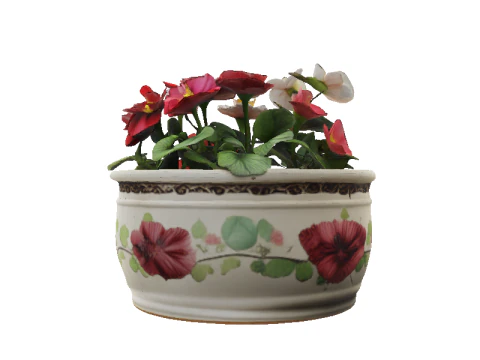 Blooming Geranium Ceramic Planter 3D Model