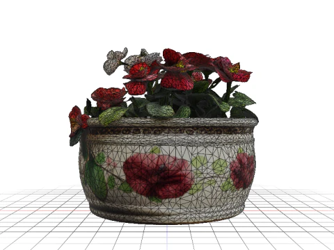 Blooming Geranium Ceramic Planter 3D Model