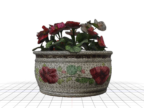 Blooming Geranium Ceramic Planter 3D Model