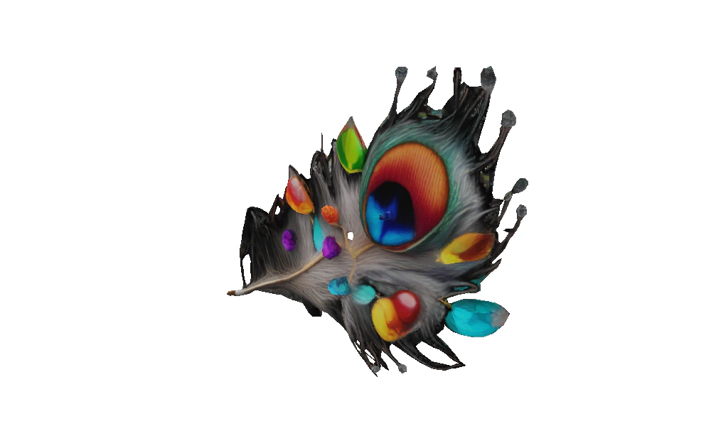 Crystal Peacock Feather Display 3D Model .c4d .max .obj .3ds .fbx .stl .blend