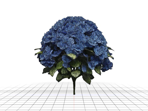 Hyperrealistic Blue Hydrangea 3D Model