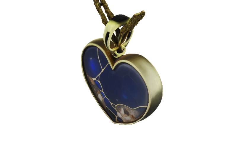 Lapis Lazuli Heart Pendant 3D Model .c4d .max .obj .3ds .fbx .stl .blend 